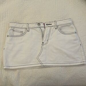 Edikted white, black trim jean mini skirt, too short for me